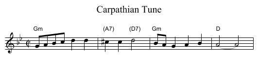 Carpathian Tune - staff notation