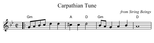Carpathian Tune - staff notation