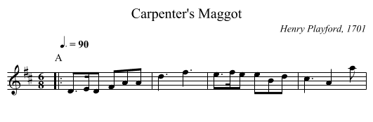 Carpenter's Maggot - staff notation