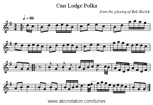 Carr Lodge Polka - staff notation