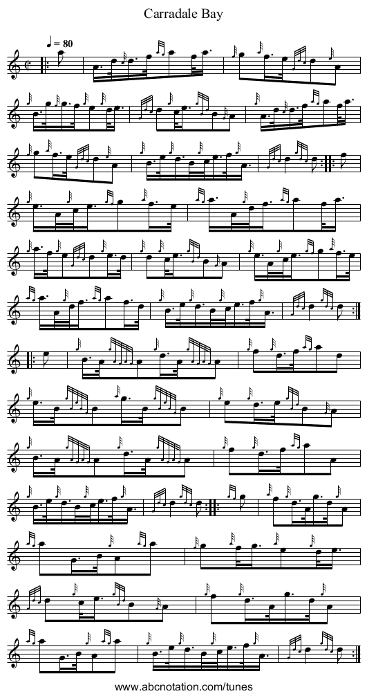 Carradale Bay - staff notation