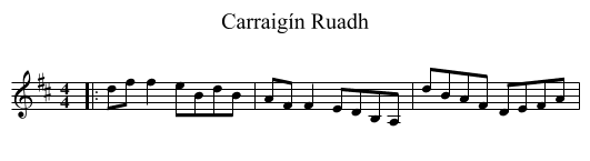 Carraigín Ruadh - staff notation