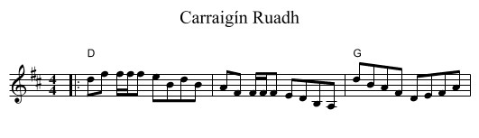 Carraigín Ruadh - staff notation