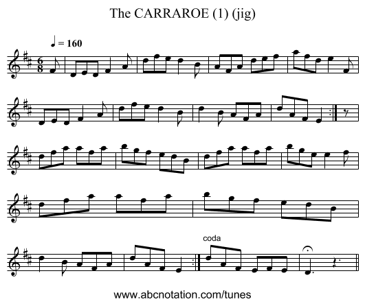 CARRAROE (1) (jig), The - staff notation
