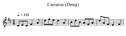 Carraroe (Dmaj) - staff notation