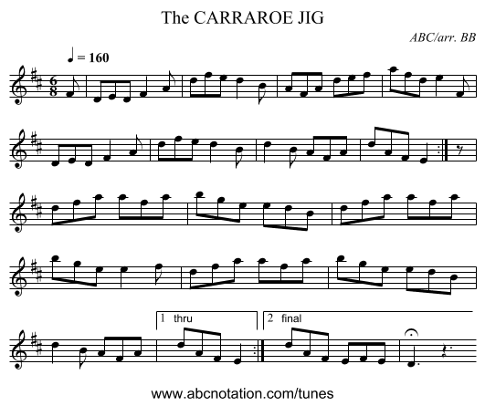 CARRAROE JIG, The - staff notation