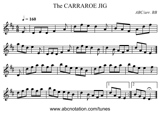CARRAROE JIG, The - staff notation