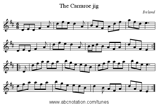 Carraroe jig, The - staff notation