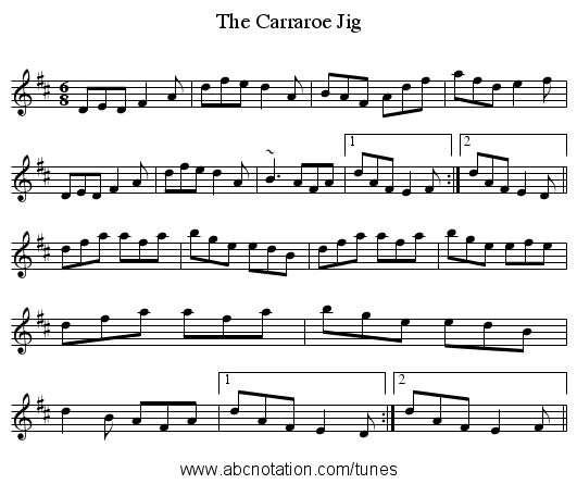 Carraroe Jig, The - staff notation