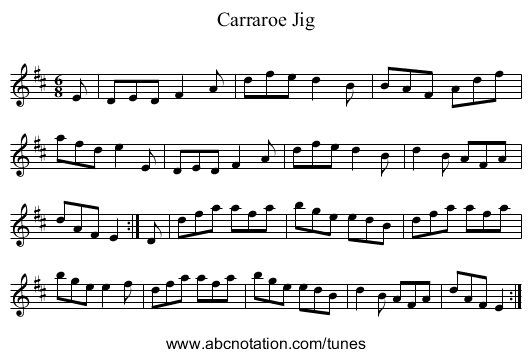 Carraroe Jig - staff notation