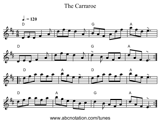 Carraroe, The - staff notation