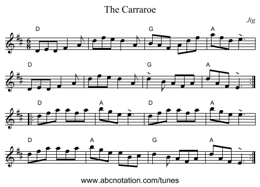 Carraroe, The - staff notation
