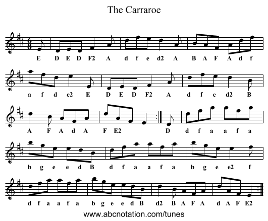 Carraroe, The - staff notation