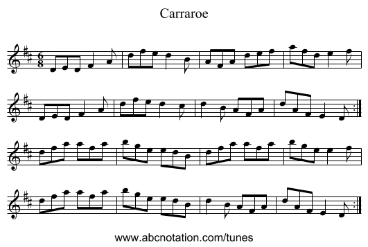 Carraroe - staff notation