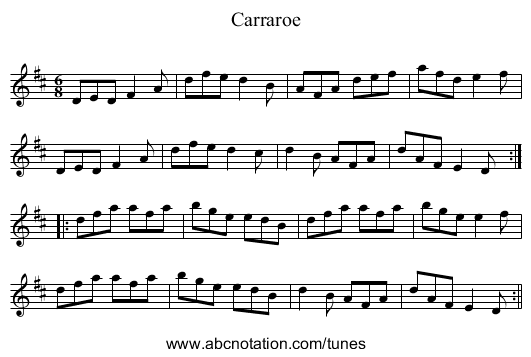 Carraroe - staff notation
