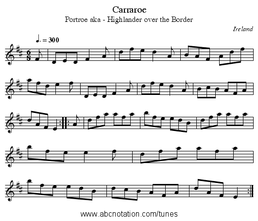 Carraroe - staff notation