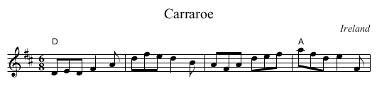 Carraroe - staff notation