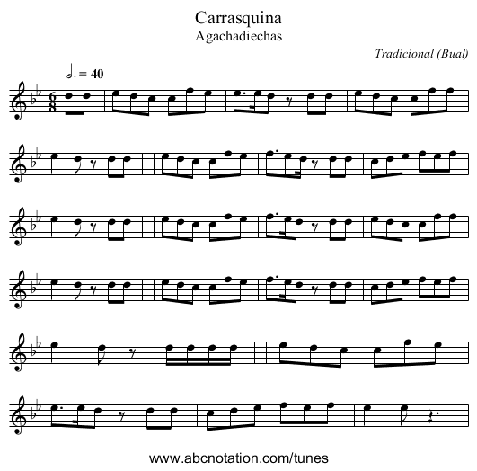 Carrasquina - staff notation