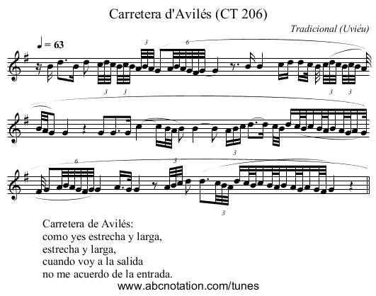 Carretera d'Avilés (CT 206) - staff notation