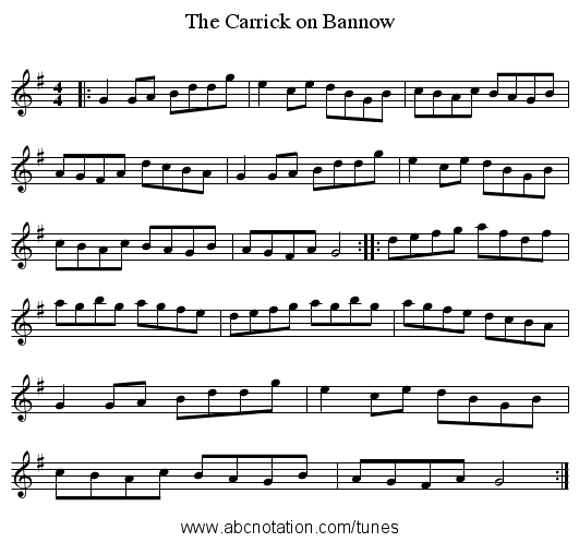 Carrick on Bannow, The - staff notation