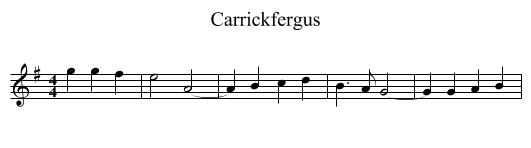 Carrickfergus - staff notation
