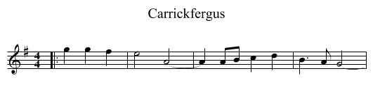 Carrickfergus - staff notation