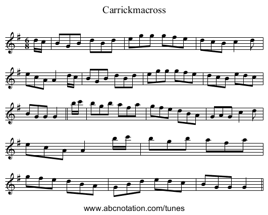 Carrickmacross - staff notation
