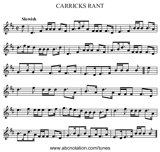 CARRICKS RANT - staff notation