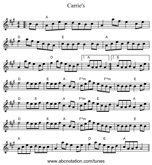 Carrie's - staff notation