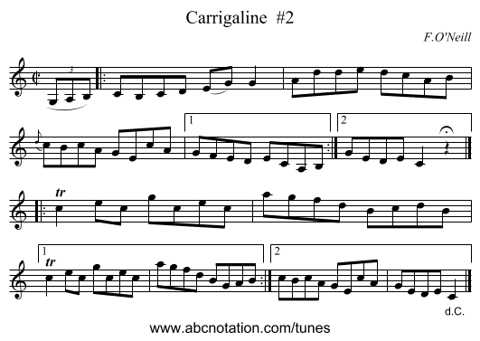 Carrigaline  #2 - staff notation