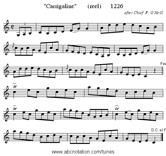 Carrigaline       (reel)      1226 - staff notation