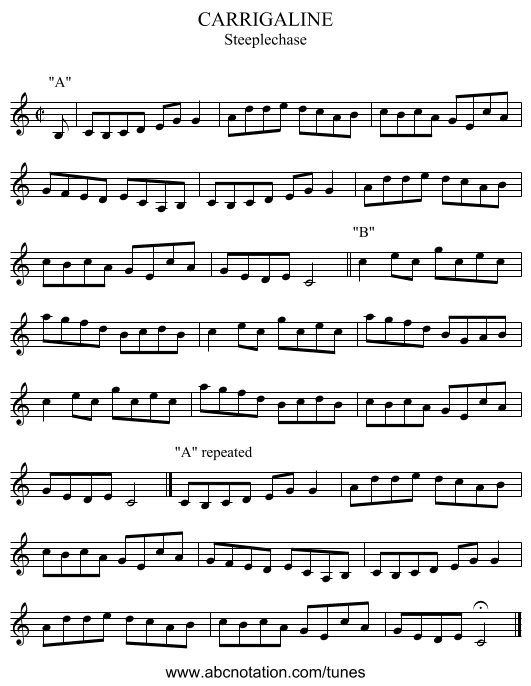 CARRIGALINE - staff notation
