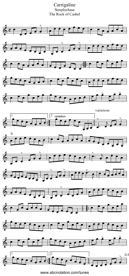 Carrigaline - staff notation