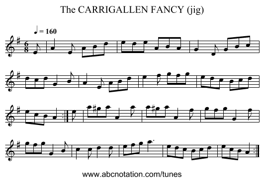 CARRIGALLEN FANCY (jig), The - staff notation