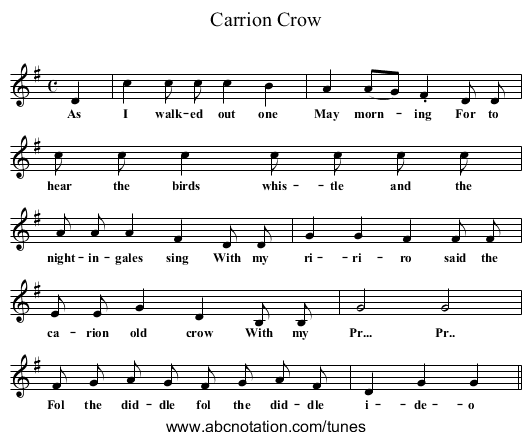 Carrion Crow - staff notation
