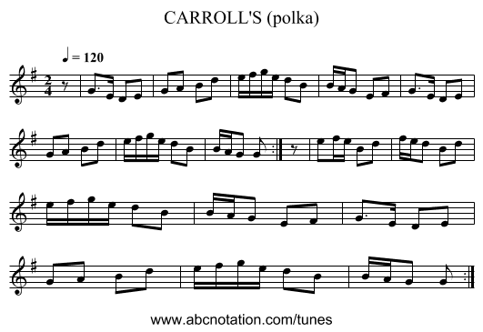CARROLL'S (polka) - staff notation
