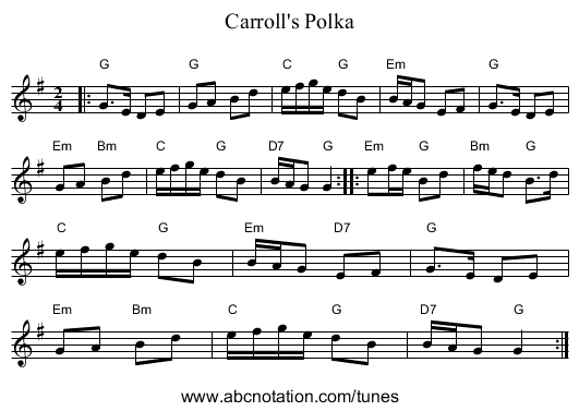 Carroll's Polka - staff notation
