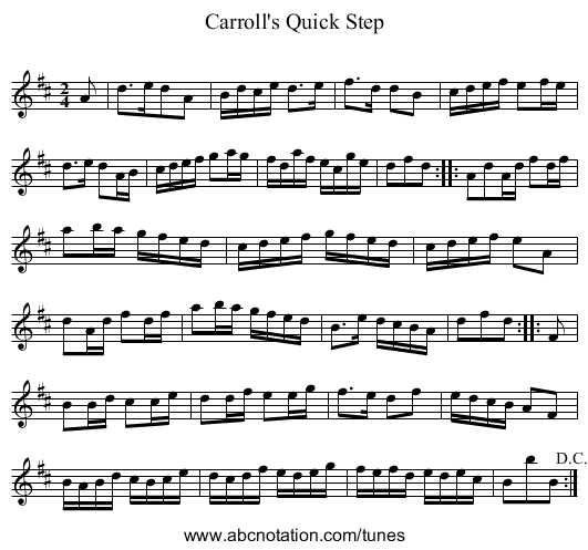 Carroll's Quick Step - staff notation