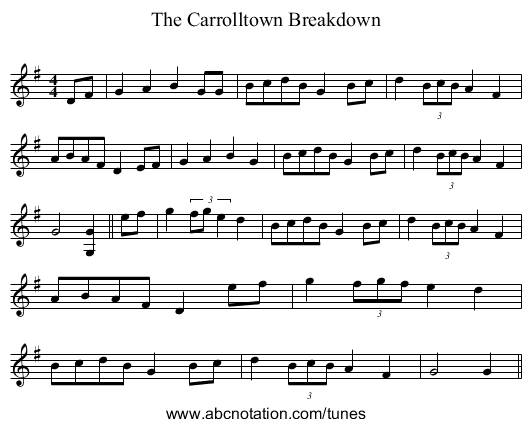 Carrolltown Breakdown, The - staff notation
