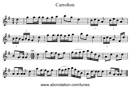 Carrolton - staff notation