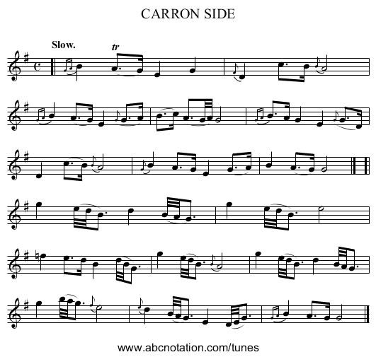 CARRON SIDE - staff notation