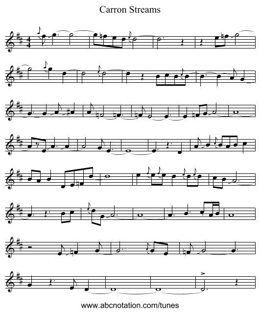 Carron Streams - staff notation