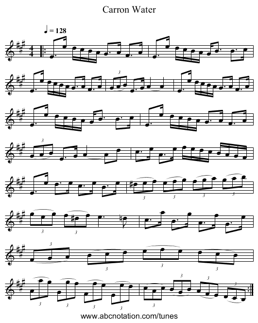 Carron Water - staff notation