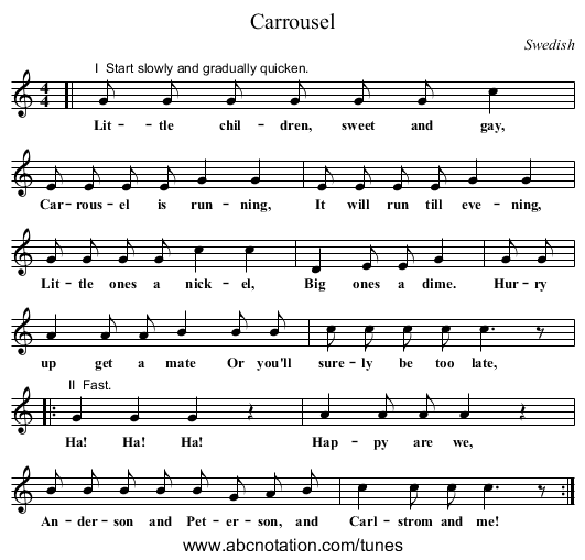 Carrousel - staff notation