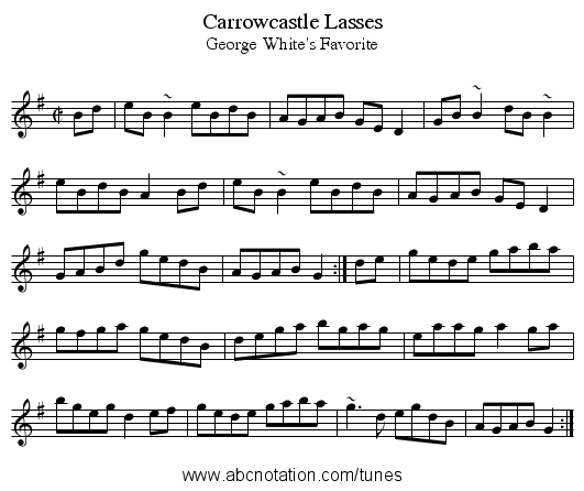 Carrowcastle Lasses - staff notation