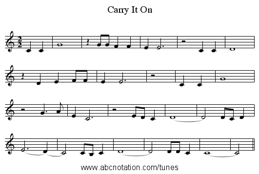 Carry It On - staff notation