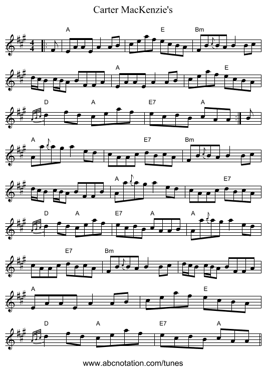 Carter MacKenzie's - staff notation