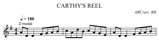CARTHY'S REEL - staff notation