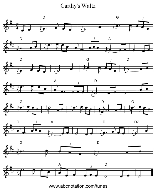 Carthy's Waltz - staff notation