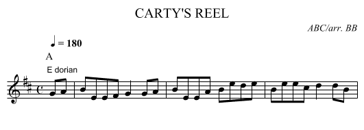CARTY'S REEL - staff notation